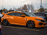 Orange Wrap on FK8 Civic Type-R at United Nations Car Show