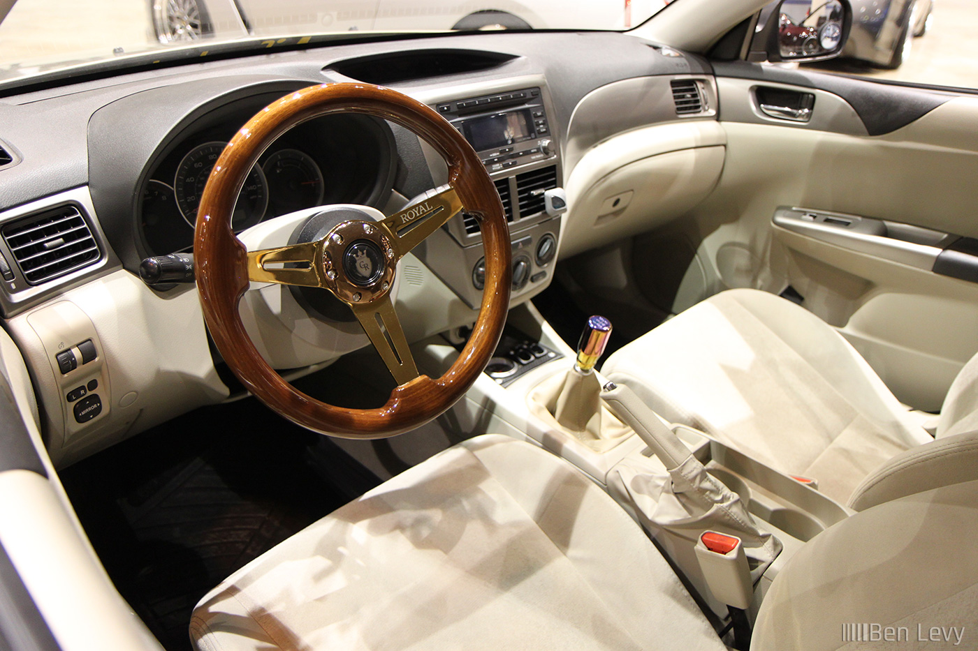 Wooden Grip Royal Steering Wheel in Subaru Impreza