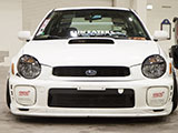White Subaru WRX (front)