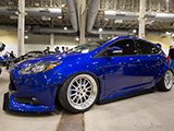 Blue Ford Focus ST with custom widebody
