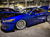 Blue 2008 Honda Accord Coupe with Airlift Performance Suspension