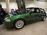 Green Honda Civic Hatchback with BBR Competition Wheels
