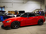 Clean Red Honda S2000 with Carbon Fiber Hardtop