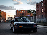Black Mazda Miata on a Deserted Street in Chicago