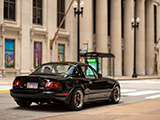 Black Mazda Miata in Chicago's Financial District