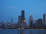 The Chicago Skyline at dusk