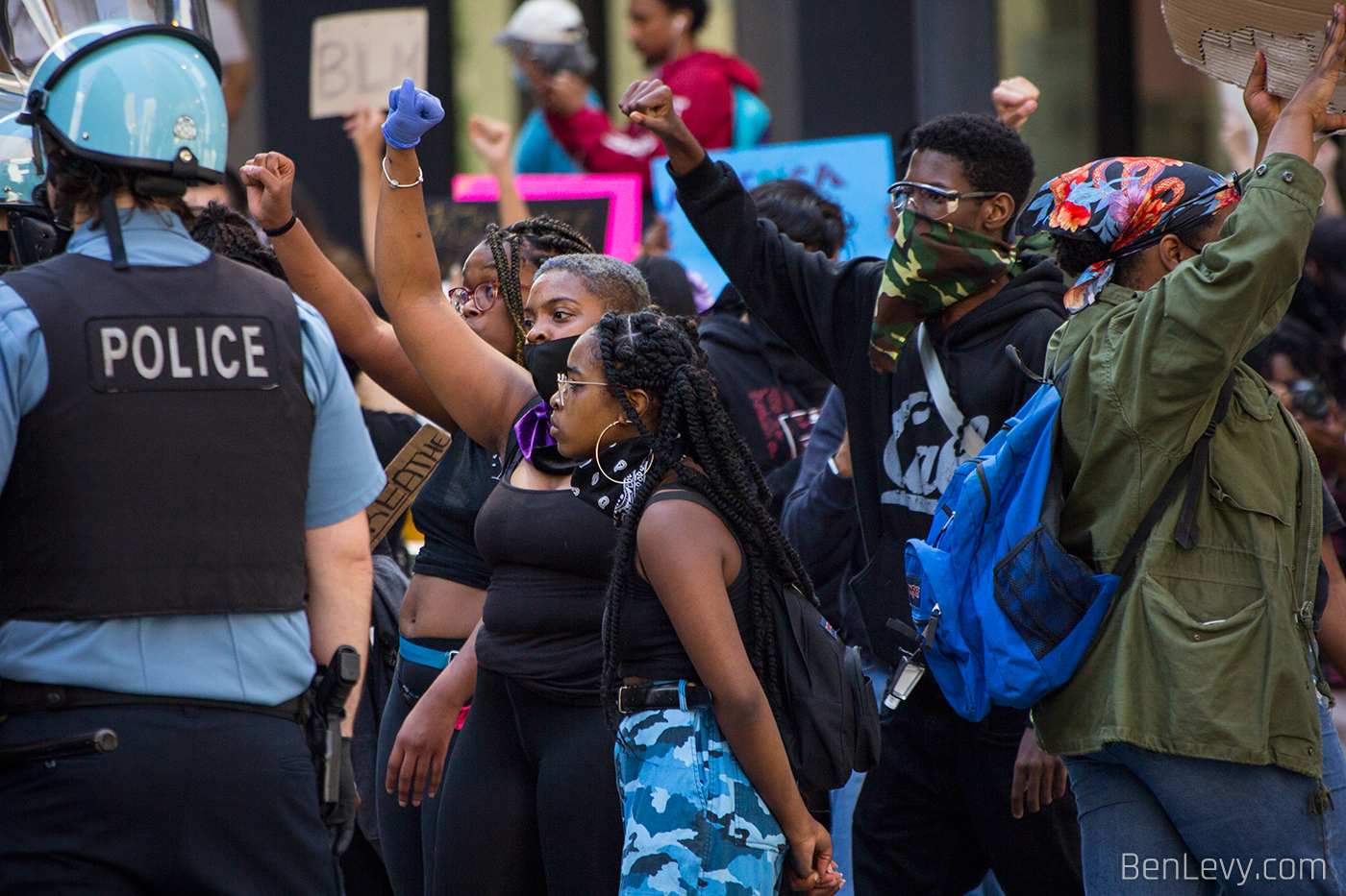 Black youth protesting police in Chicago