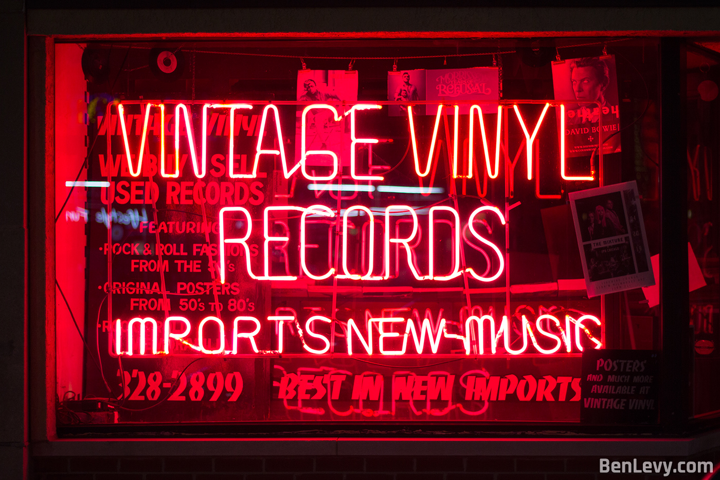 Red Neon Sign at Vintage Vinyl Records