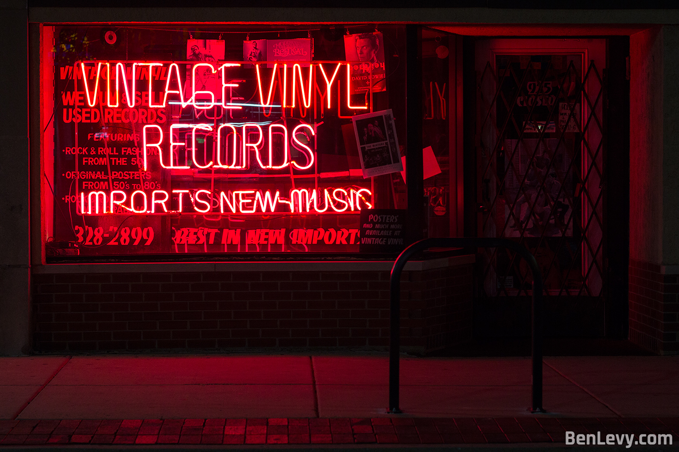 Vintage Vinyl Records in Evanston at night