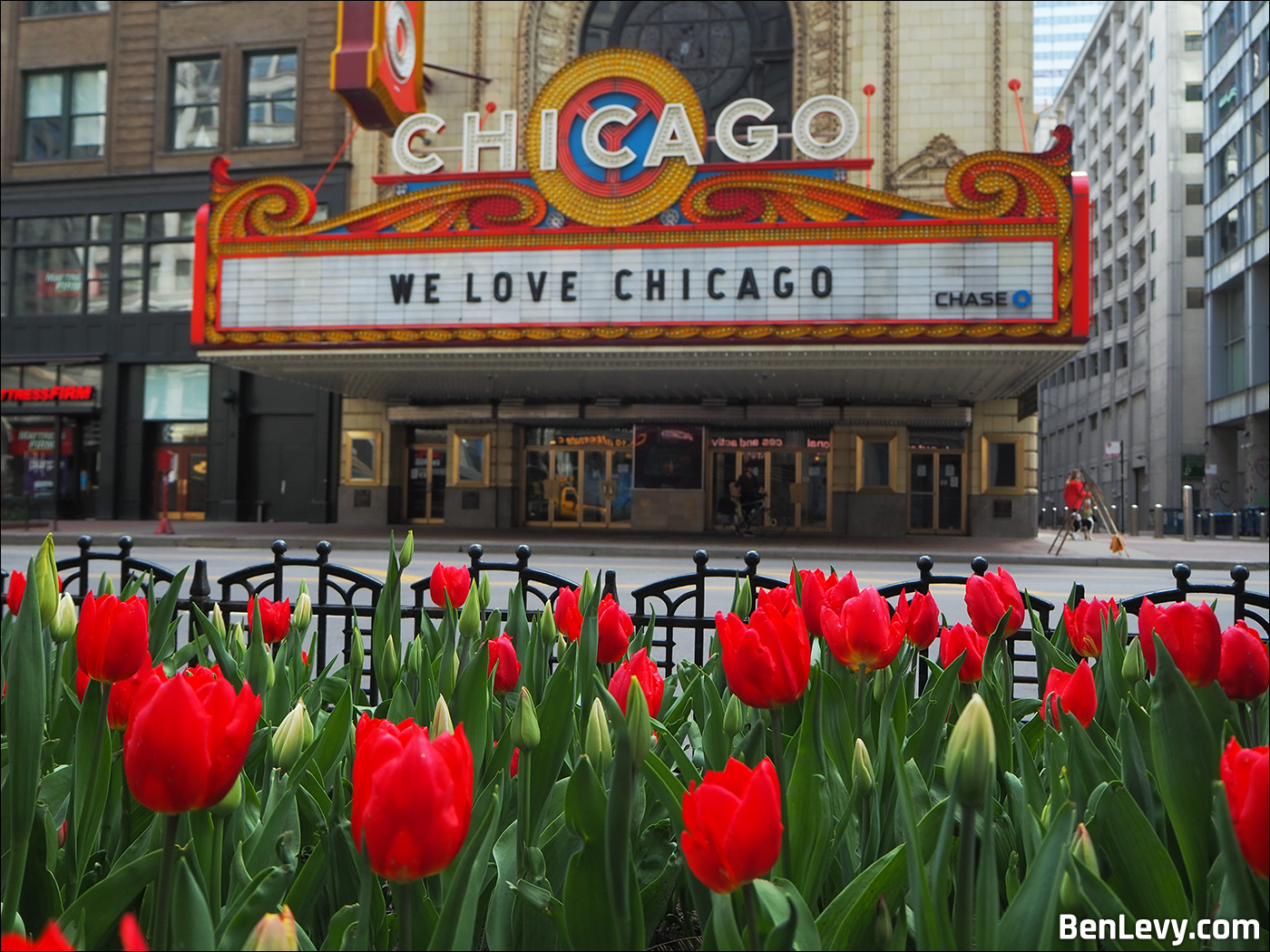 The Chicago Theater in Spring