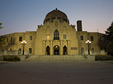 The front of the Garfield Park Fieldhouse at night