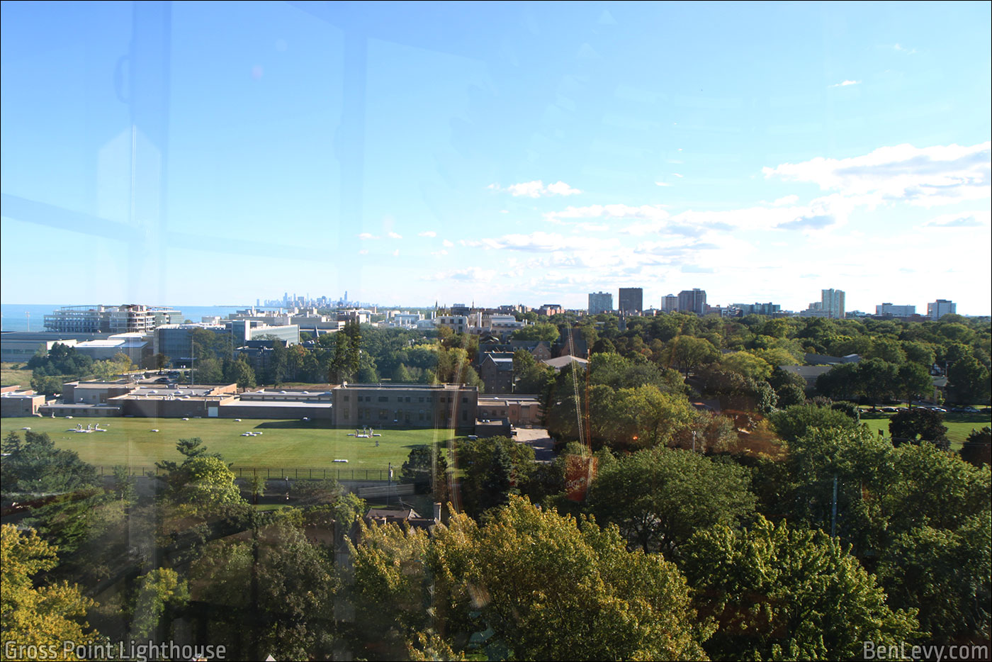 View of Evanston from the Fresnel lens at Grosse Point Light