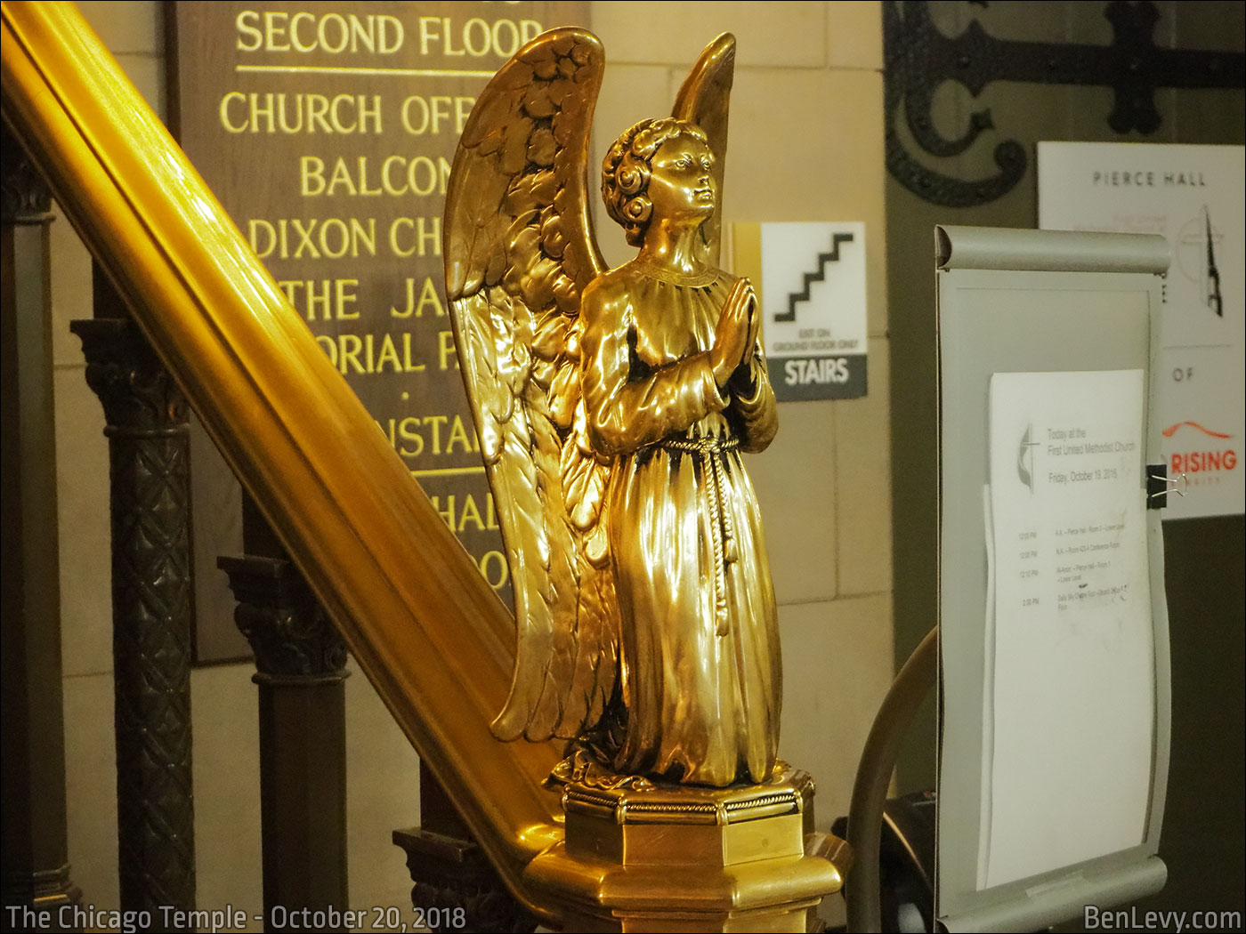 Angel on railing at Chicago Temple