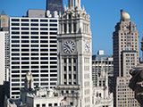 The clock on the Wrigley Building