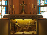 Sky Chapel altar with carving of Jesus